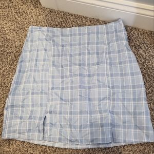 Romwe XL Plaid blue and white skirt